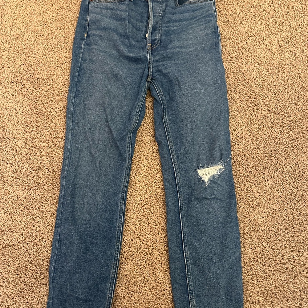Re/Done Distressed Blue Slim Jeans